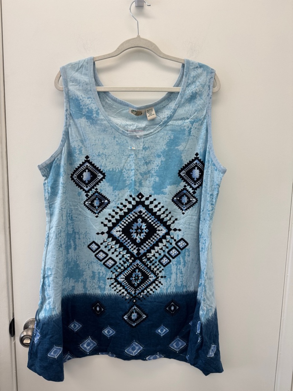 Collections Etc. Blue Aztec Print Sleeveless Tank Dress Size XXL
